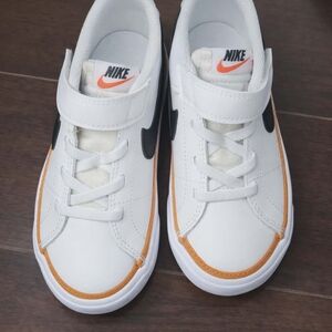 Nike Kids White Sneakers with Orange Trim